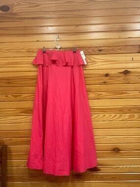 Anthropologie Strapless Ruffle Dress in Bright Pink